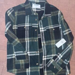 Old Navy Teal and White Plaid Shirt